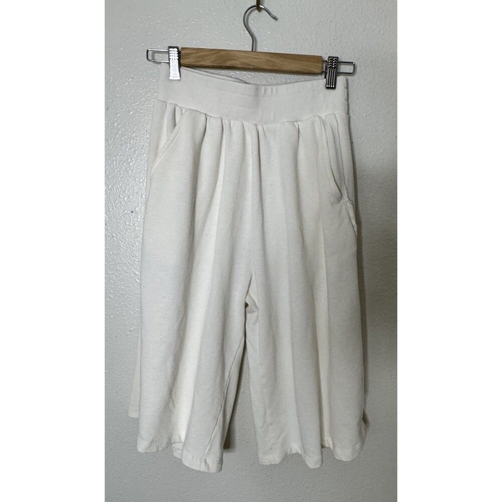 FP Movement Free People Wide Leg Long Shorts White Cotton Blend Pull On Size XS